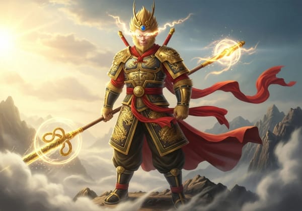 Chinese God GOKU, Sun Wukong — AI image prompt example