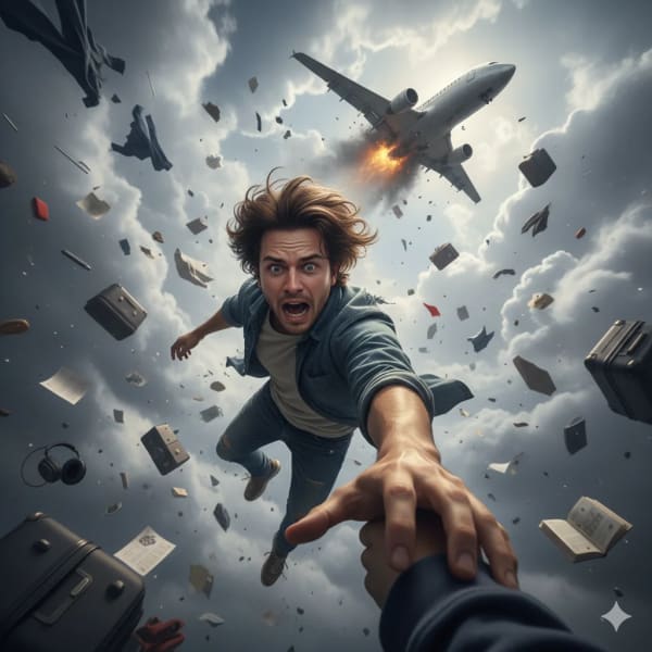 Dangerous fall — AI image prompt example