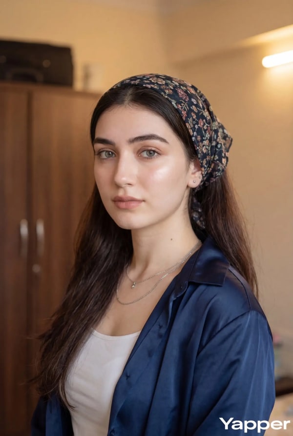 Floral Headscarf Portrait — AI image prompt example