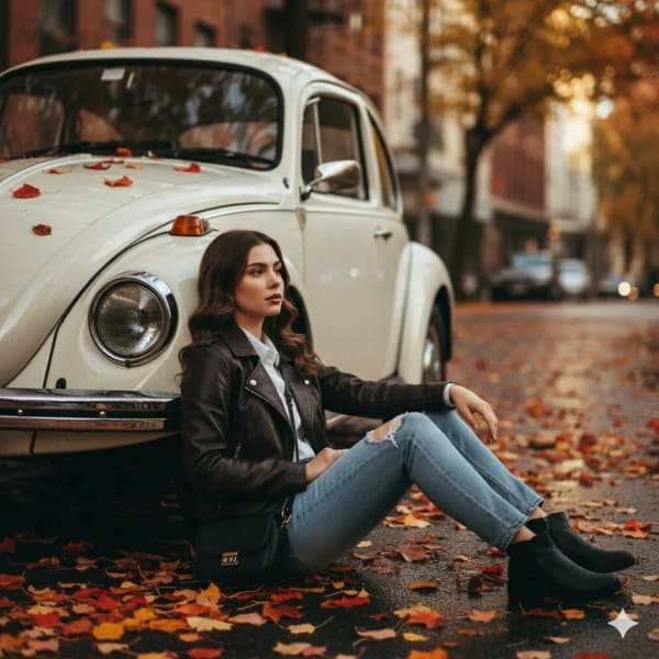 Girl vs beetle — AI image prompt example