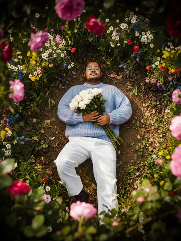 Holding Flower Bouquet drone shot — AI image prompt example