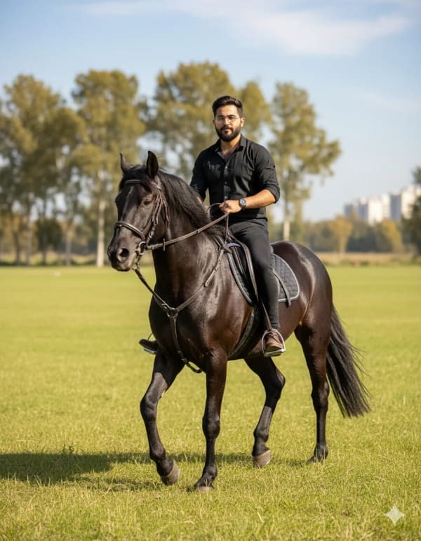 Horse Rider in Golden Daylight — AI image prompt example