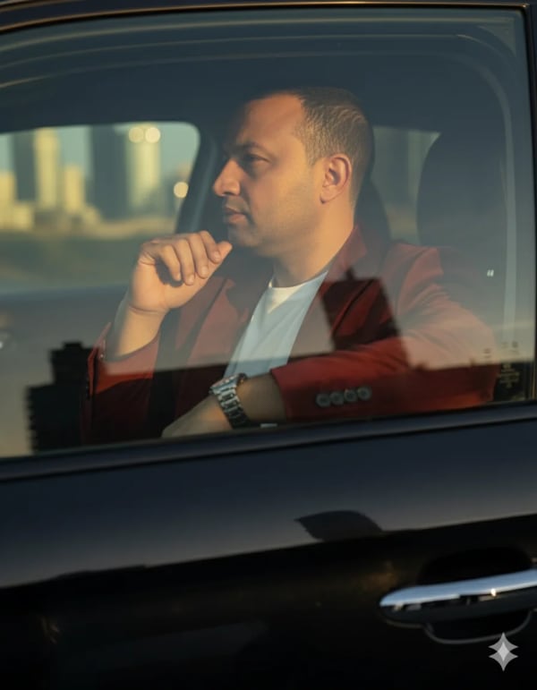 in my car — AI image prompt example