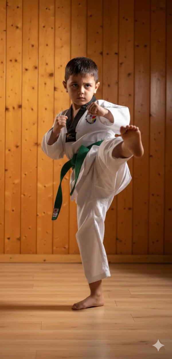 Kid doing Karate Pose — AI image prompt example