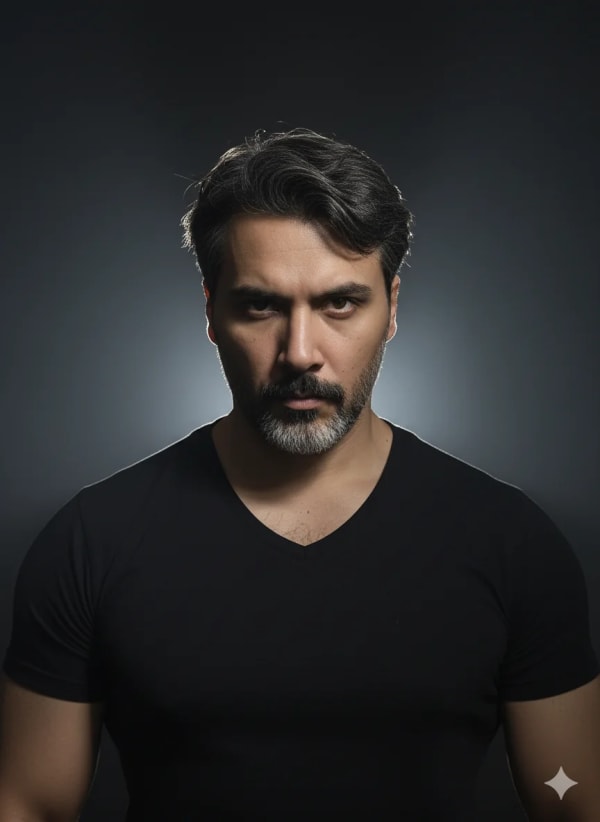 Low-key portrait photography — AI image prompt example