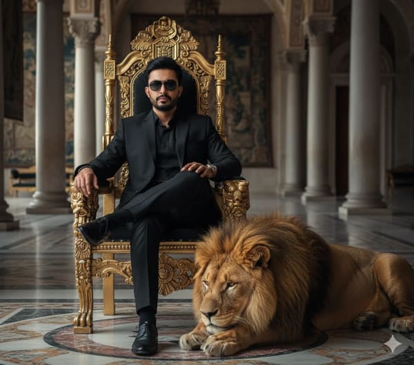 Man with Lion — AI image prompt example