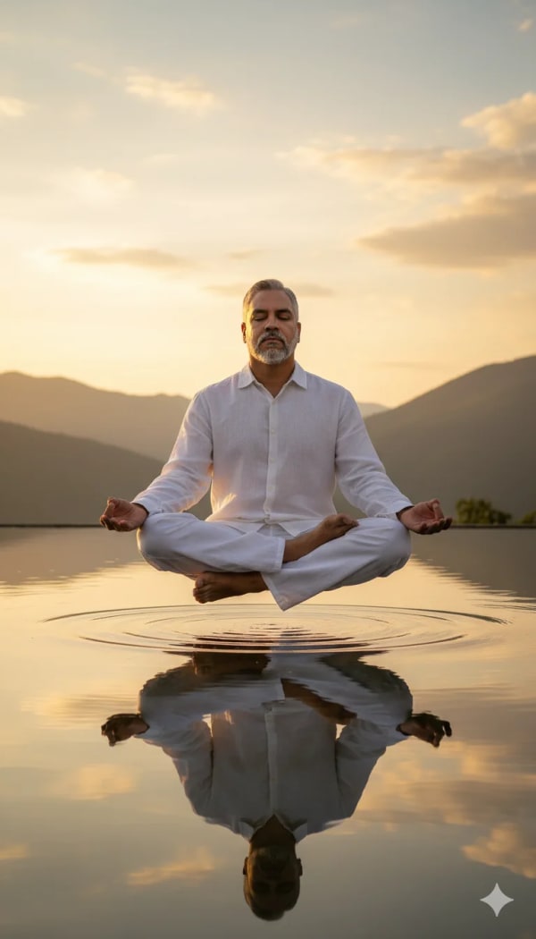 Meditating in lotus pose — AI image prompt example