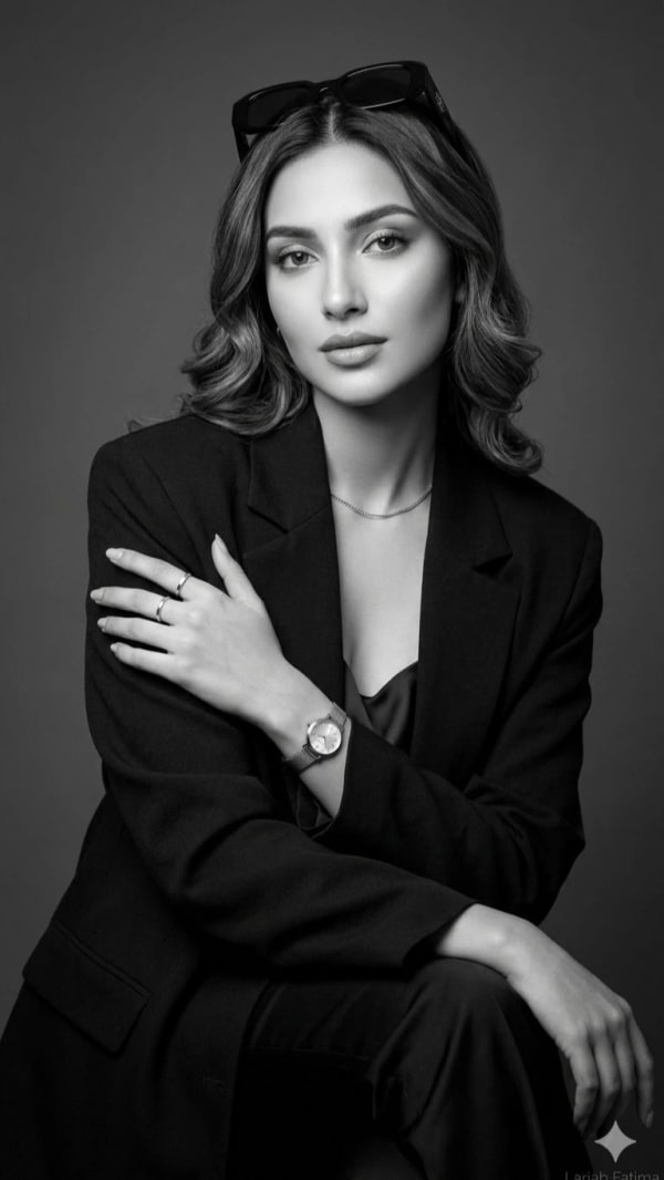 Monochrome Blazer Muse — AI image prompt example