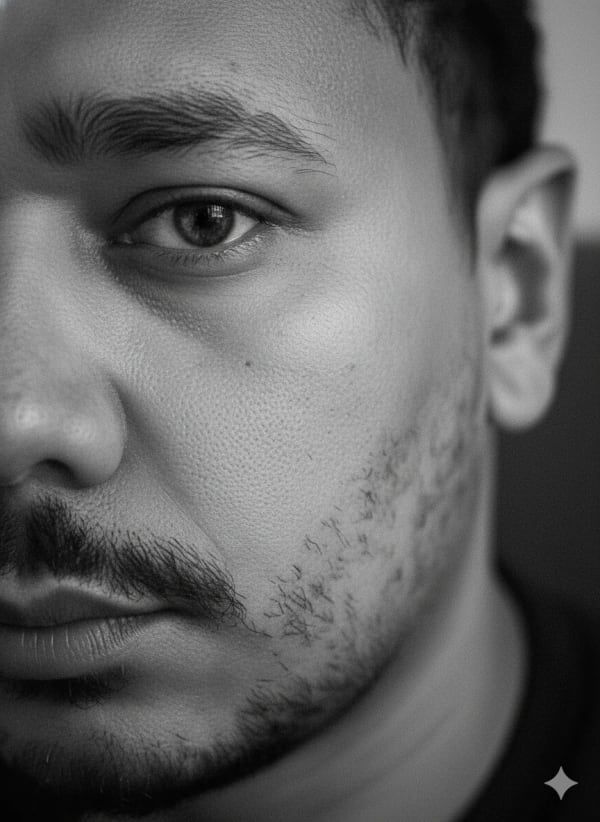 Monochrome Intensity: Extreme Close-Up Portrait — AI image prompt example