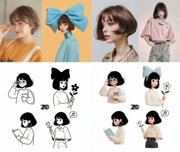 Multi-Character Illustration Collection — AI image prompt example