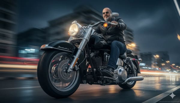Night rider — AI image prompt example