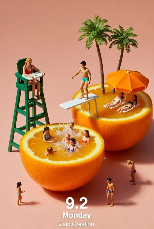 Orange Pool Miniature — AI image prompt example