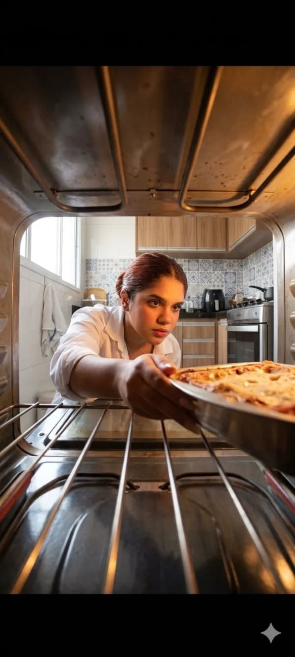 Oven Lasagna View — AI image prompt example