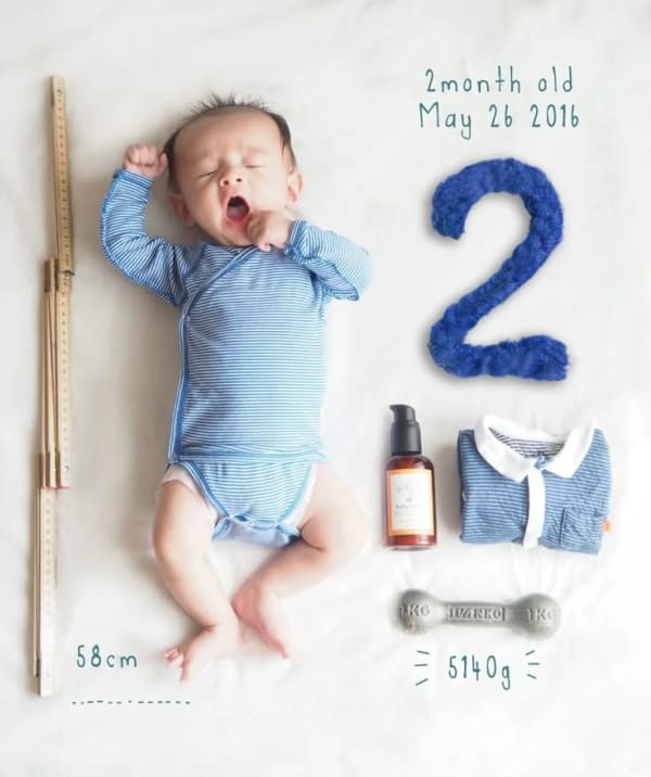 Overhead shot of a 2-month-old baby — AI image prompt example