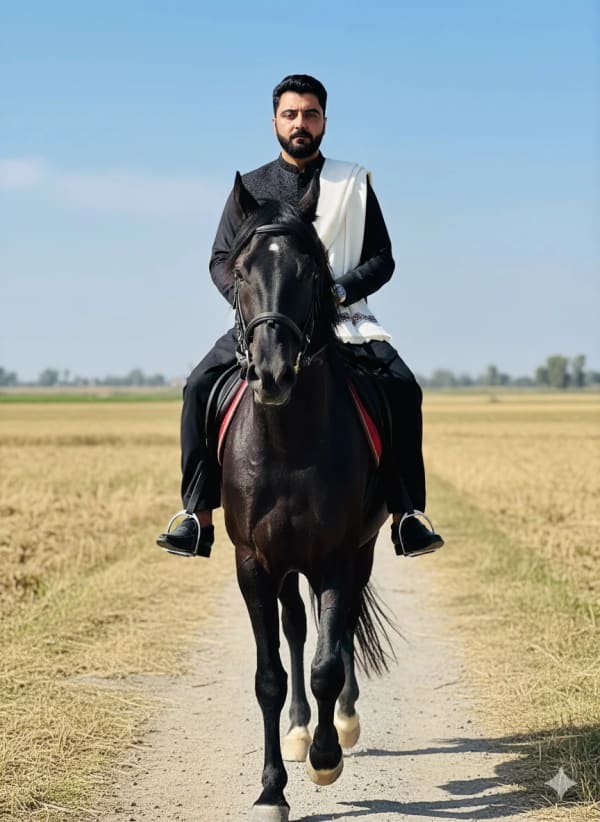 Pakistani Man and His Horse — AI image prompt example