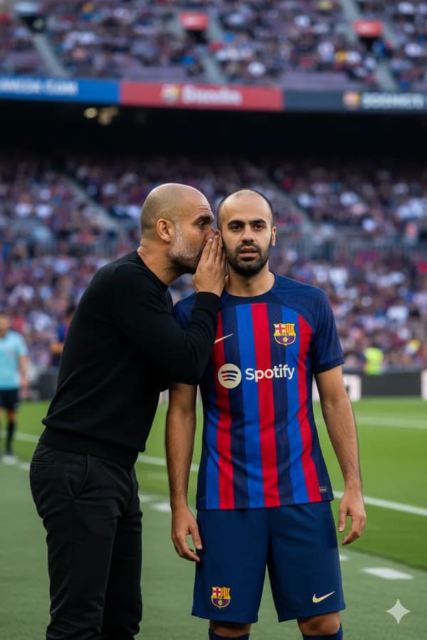 Pep Guardiola and You in Barca — AI image prompt example