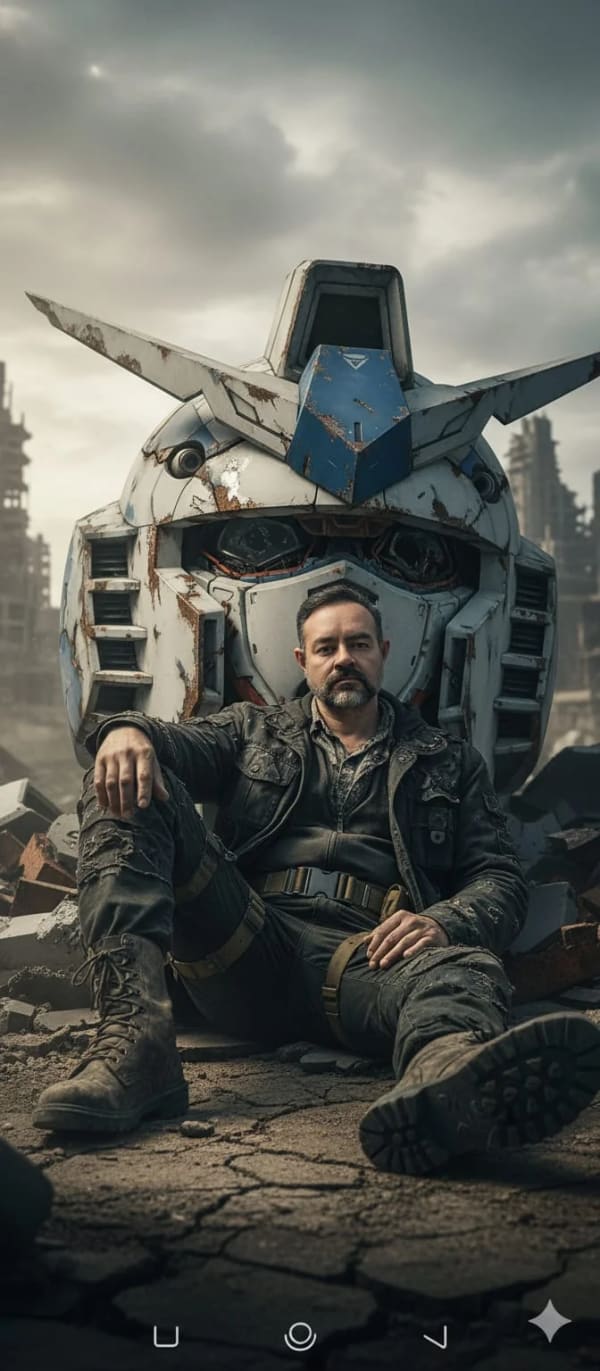 Post-Apocalypse Gundam Portrait — AI image prompt example