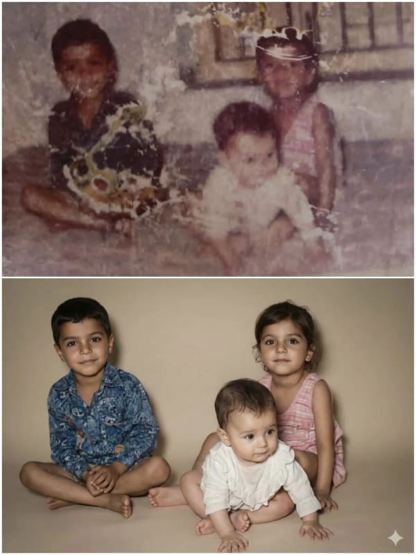 Old photo restoration in color — AI image prompt example