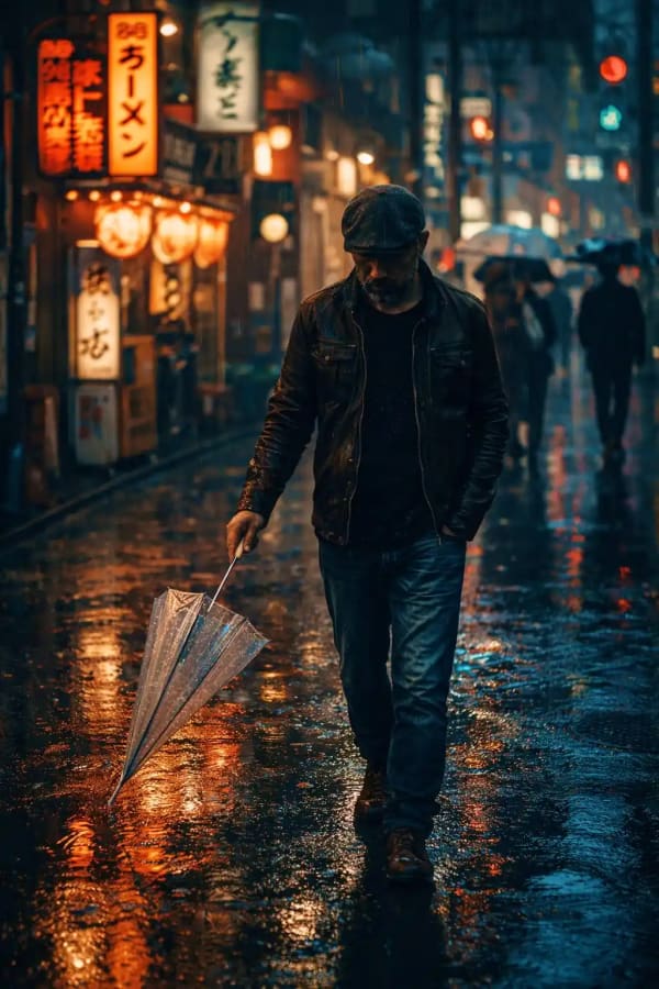 Rainy Solitude — AI image prompt example