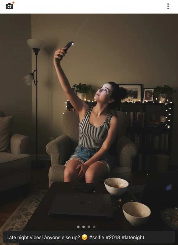 Realistic Night Selfie — AI image prompt example