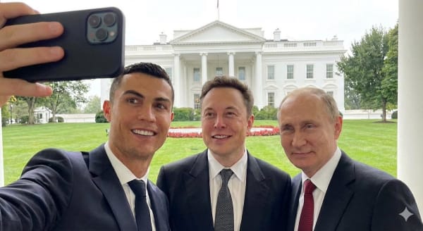 Ronaldo selfie with Musk and Putin — AI image prompt example
