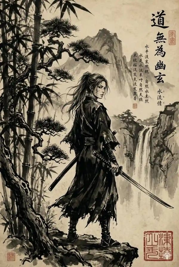 Ronin Bamboo Scroll — AI image prompt example