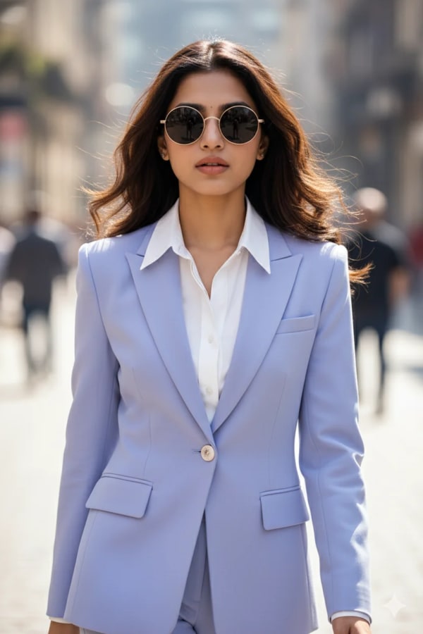 Runway Lavender Suit Elegance — AI image prompt example