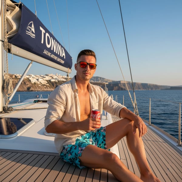 Santorini Sailor — AI image prompt example