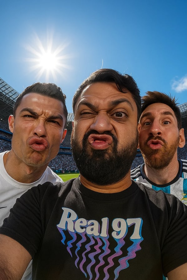 Selfie with Football Legends — AI image prompt example