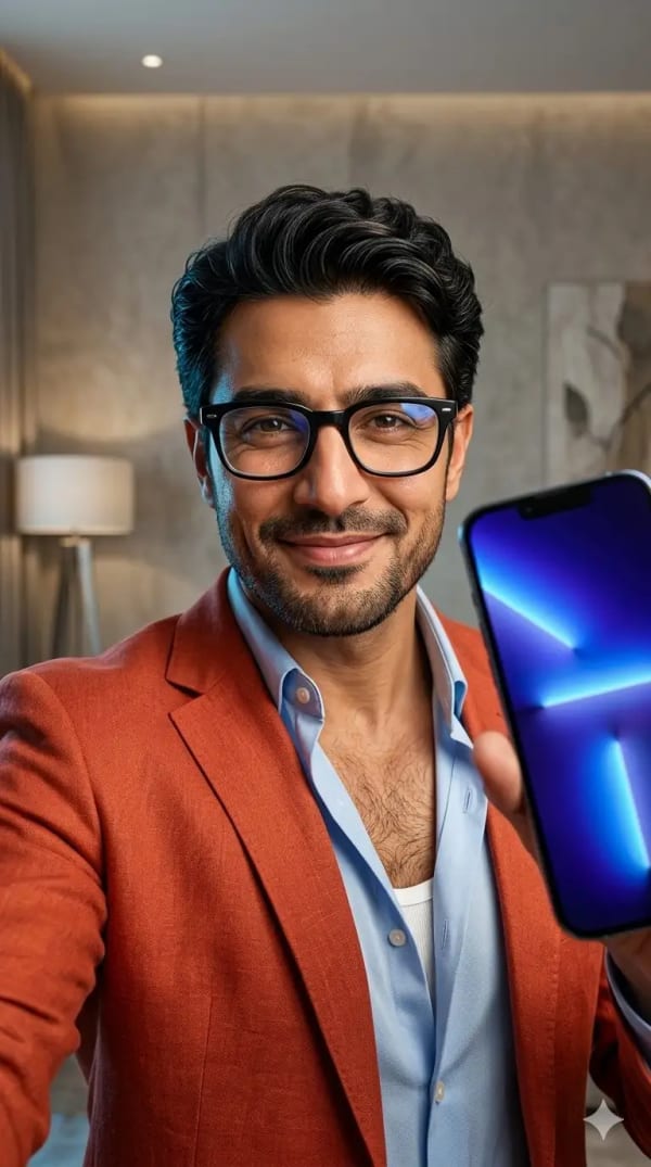 Smartphone Blazer Portrait — AI image prompt example