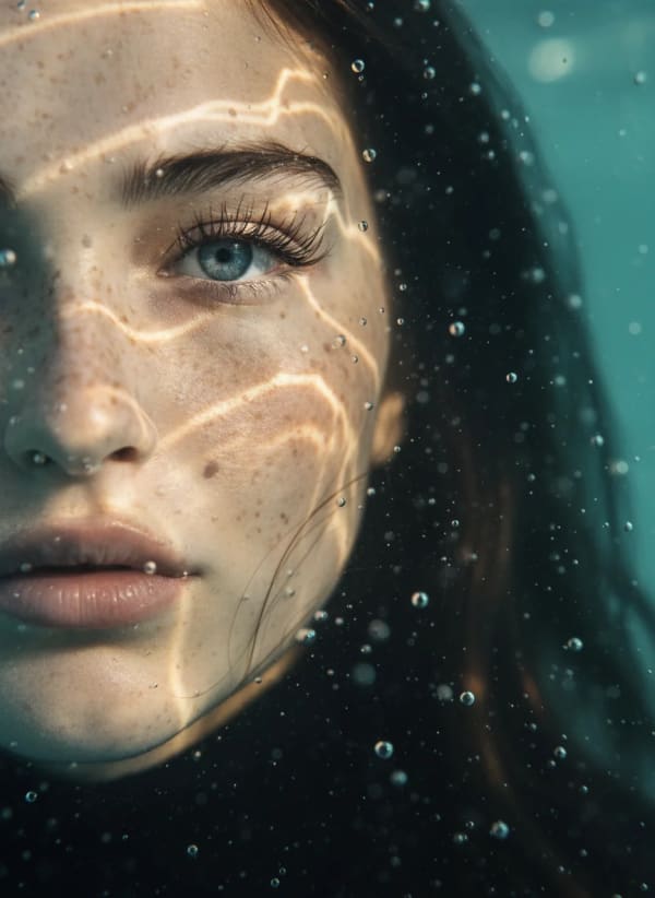 Submerged Portrait — AI image prompt example