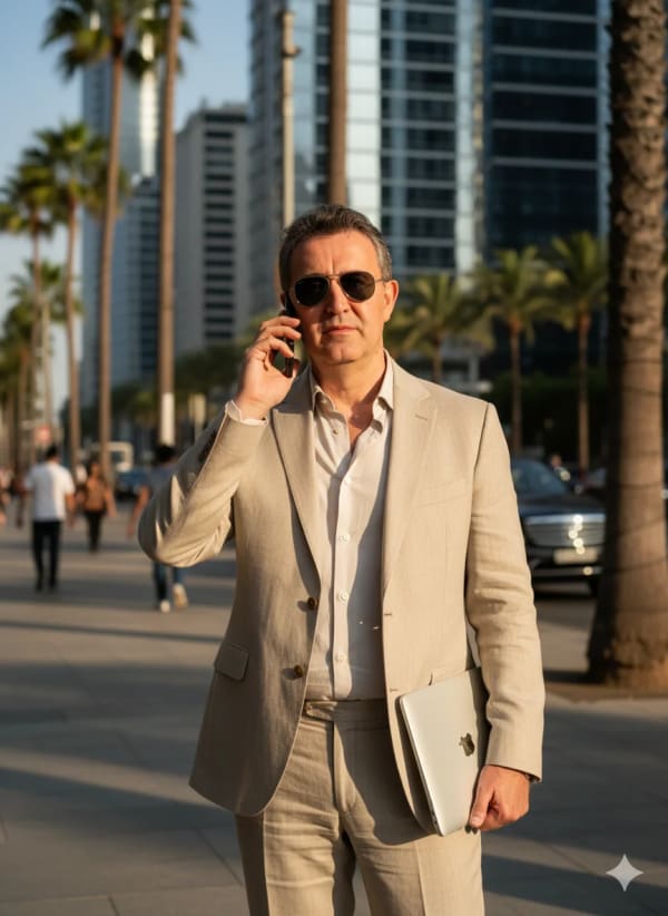 Telefonando ao ar livre — AI image prompt example