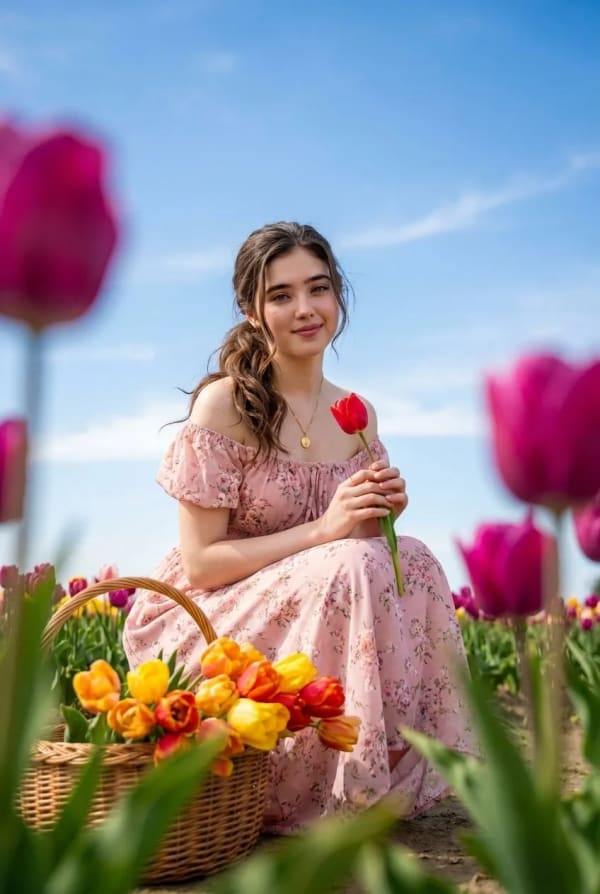 Tulip Field Muse — AI image prompt example