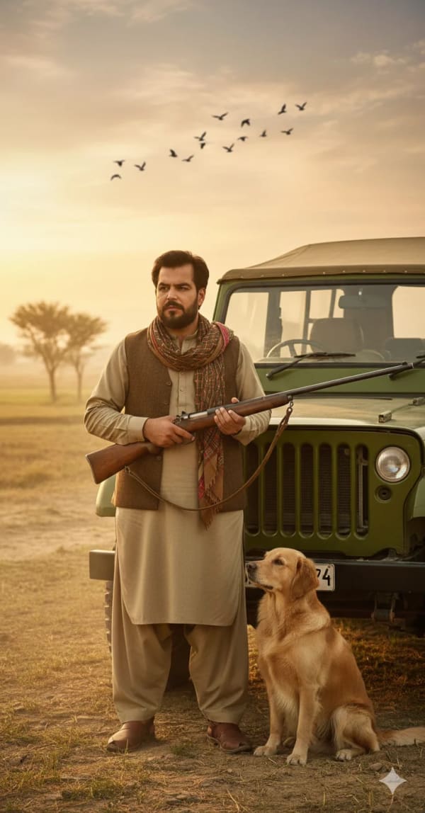 Village Hunter on Safari — AI image prompt example