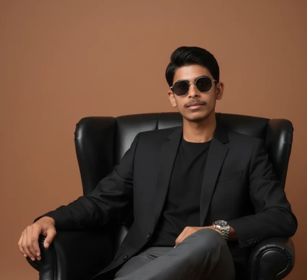 VIP Man: 8K High-Resolution Portrait with Rolex and Hexagonal Sunglasses — AI image prompt example