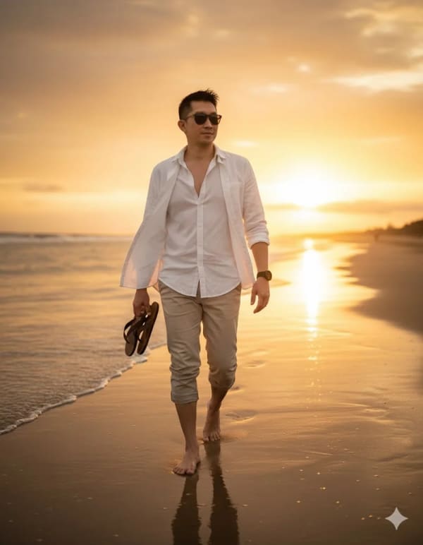 Walking on sunset — AI image prompt example