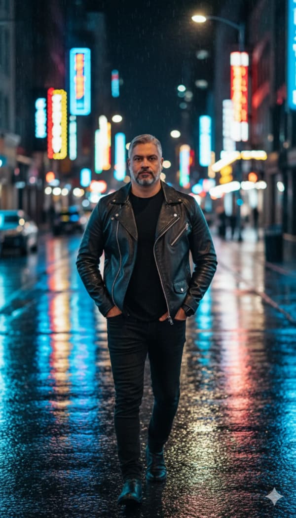 Walking on the street — AI image prompt example