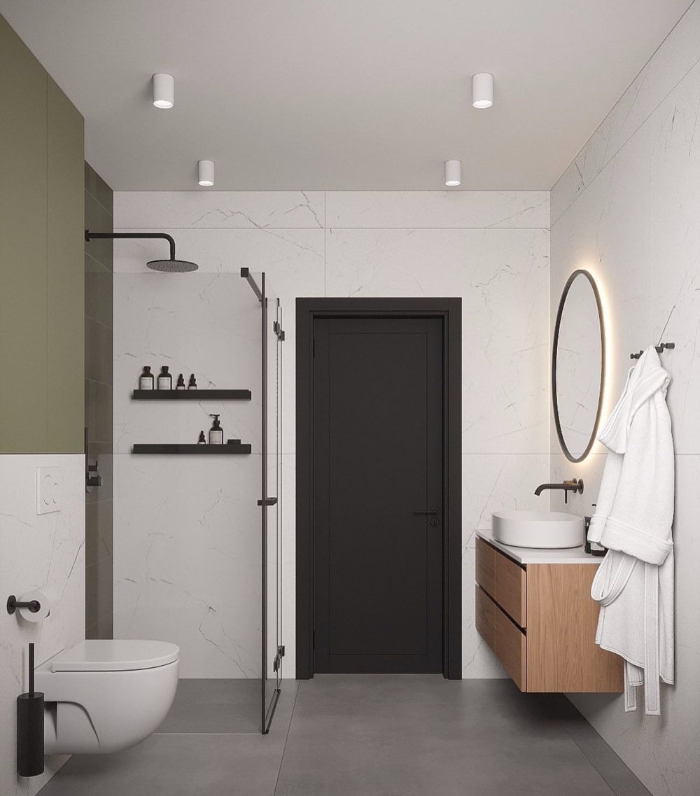 Modern bathrooms with natural stone countertops