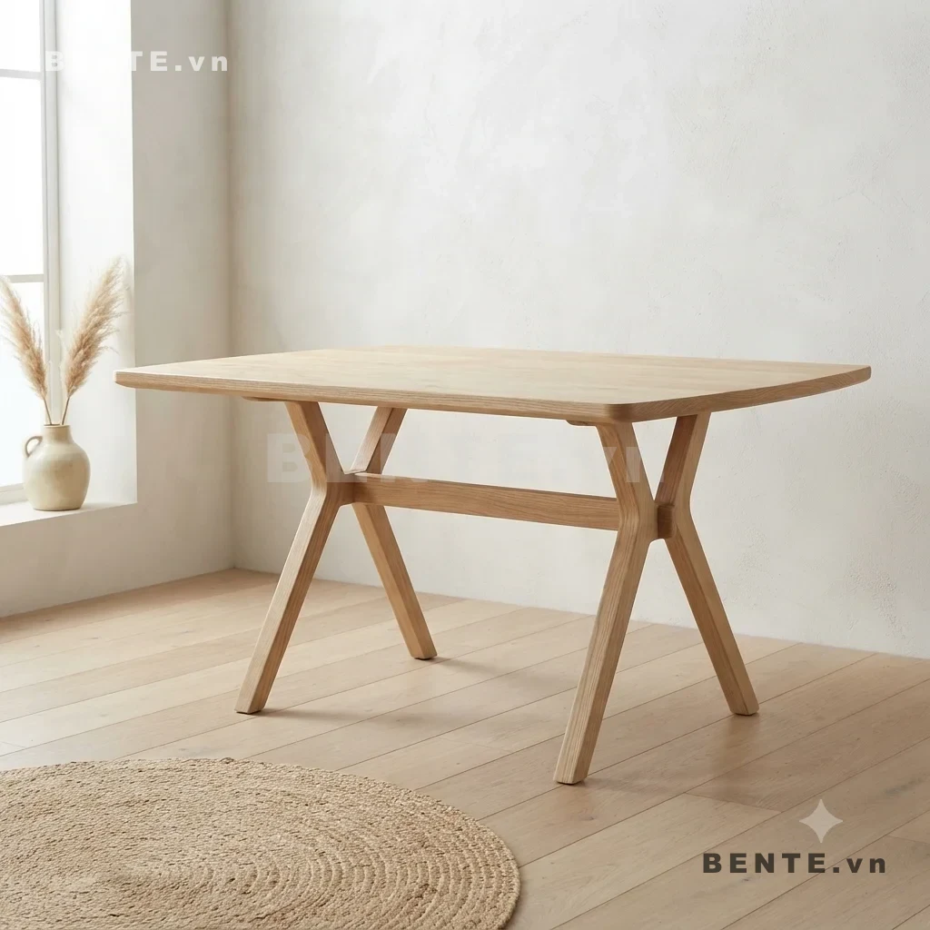 Bàn Gỗ Ăn & Làm Việc Mặt Chữ Nhật, Chân Tấm Cong Thắt Eo, Giằng Ngang, Lắp Ráp Đơn Giản - B47264, bàn ăn chân tấm cong thắt eo, bàn làm việc mặt chữ nhật chân cong, bàn gỗ chân tấm bản rộng, bàn ăn giằng ngang, bàn làm việc chân thắt eo, bàn học chân cong, bàn ăn chân hình cánh cung, bàn chữ nhật chân giao nhau, bàn gỗ đa năng chân cong, bàn lắp ráp chân tấm
