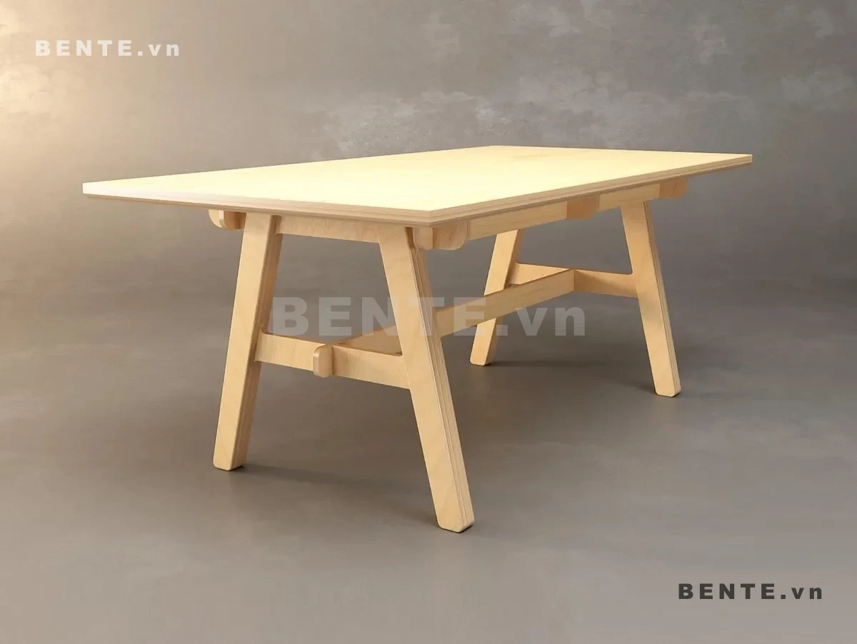 Bàn Gỗ Ăn & Làm Việc Mặt Chữ Nhật, Chân 4 Tấm Nghiêng, Giằng Ngang Thấp, Lắp Ráp Đơn Giản - B58374, bàn ăn mặt chữ nhật chân nghiêng, bàn làm việc chân tấm nghiêng, bàn gỗ 4 chân nghiêng, bàn ăn giằng ngang thấp, bàn làm việc mặt chữ nhật, bàn học chân nghiêng, bàn ăn chân xòe, bàn làm việc khung mở, bàn gỗ đa năng chân nghiêng, bàn lắp ráp mặt chữ nhật
