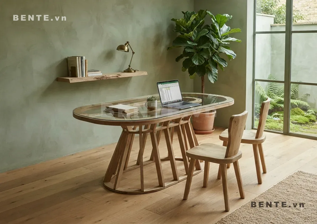 bàn ăn hình oval lắp ráp