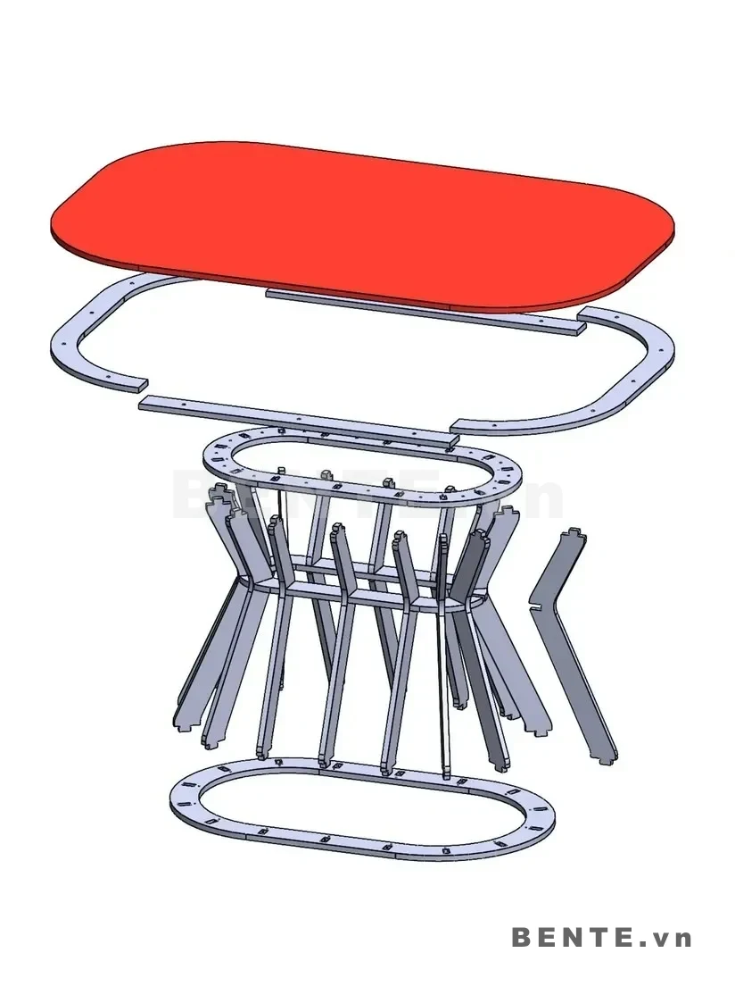 ảnh hướng dẫn lắp ráp, bàn ăn mặt oval