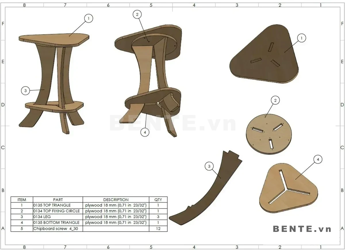 ảnh hướng dẫn lắp ráp, bàn cafe 2 tầng mặt tròn