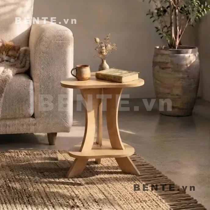 bàn phụ mặt tròn 2 tầng