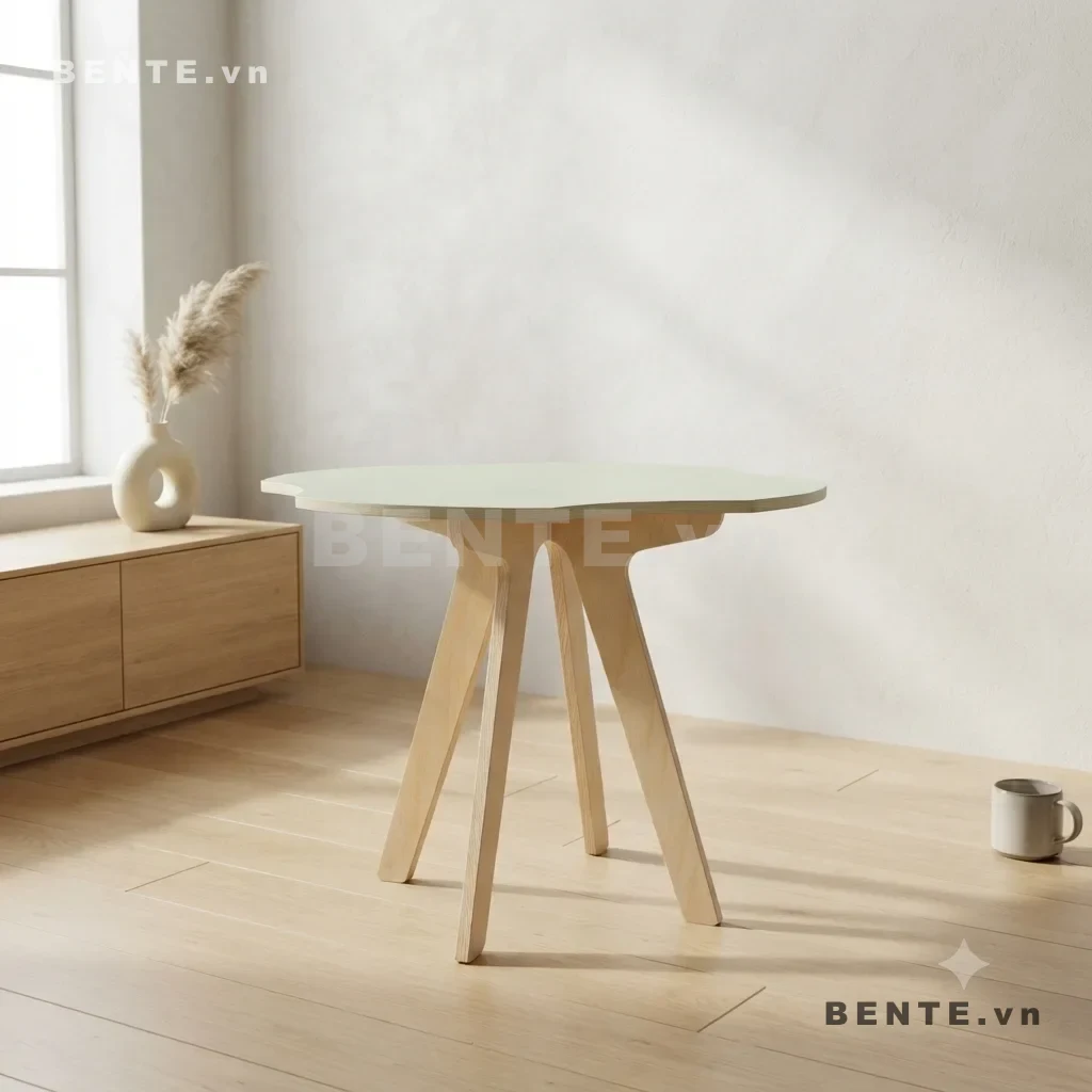 bàn cafe chân tấm loe