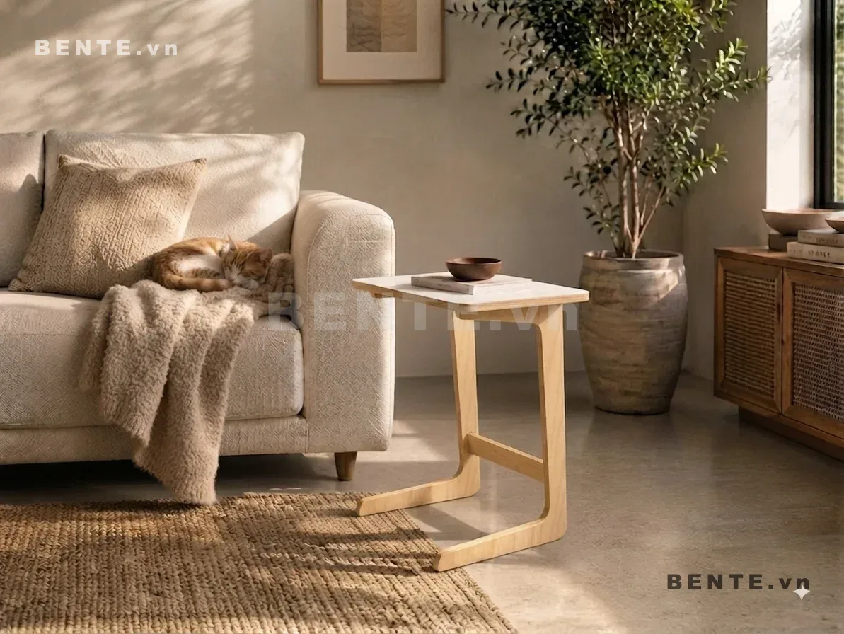 bàn cafe chân uốn cong, bàn phụ cạnh sofa