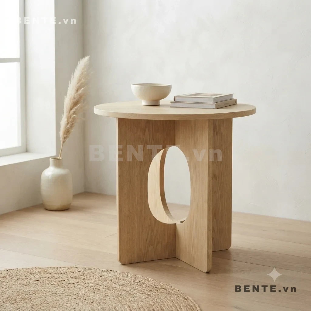 bàn sofa chân giao nhau, bàn phụ chân khoét oval