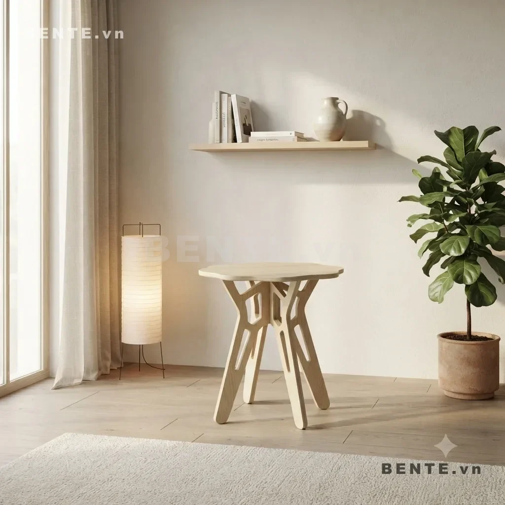 bàn cafe chân khoét hình học