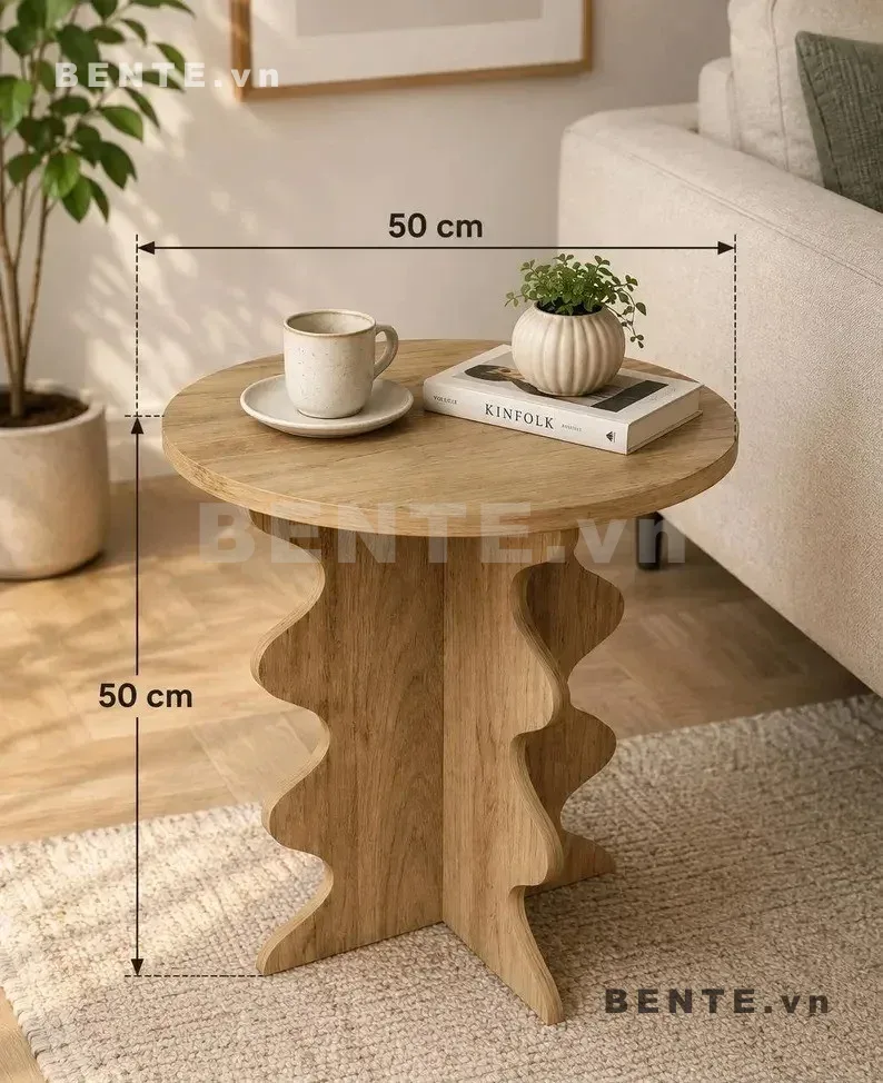 ảnh kích thước, bàn tròn chân tấm cong, bàn sofa chân gợn sóng