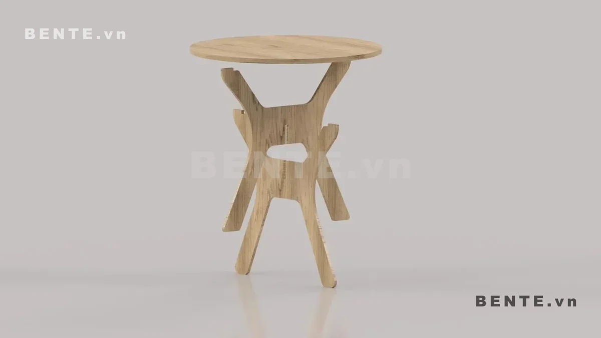 ảnh hướng dẫn lắp ráp, bàn chân tấm cong thắt eo, bàn cafe chân tấm giao nhau